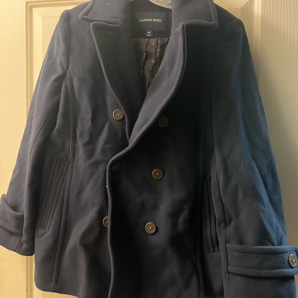 Lands' End women’s petite navy Peacoat